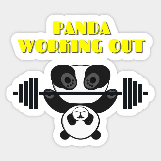 PANDA WORKING OUT Sticker by LaBelleMaison